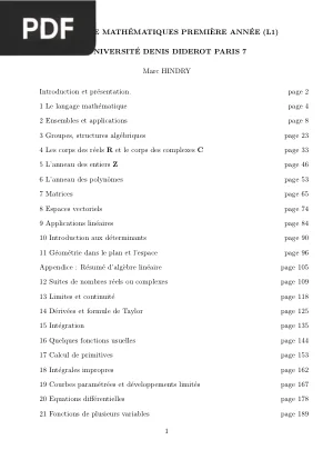Cours de Mathématiques Première Année