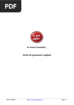 Fiches de Grammaire Anglaise