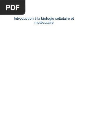 Introduction à la Biologie Cellulaire et Moléculaire