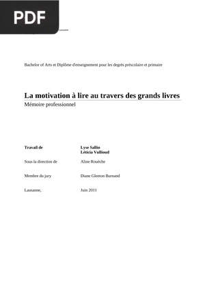La Motivation à Lire au Travers des Grands Livres