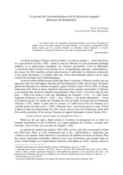 Le Procès de l'Existentialisme et de la Littérature Engagée