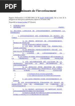 Les Determinants de l'Investissement