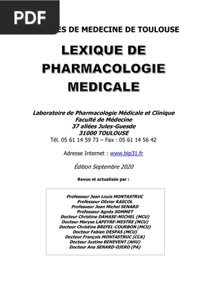Lexique Pharmacologique
