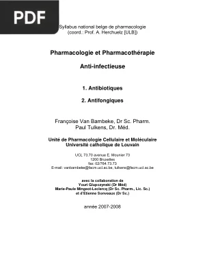 Pharmacologie Generale des Antibiotiques
