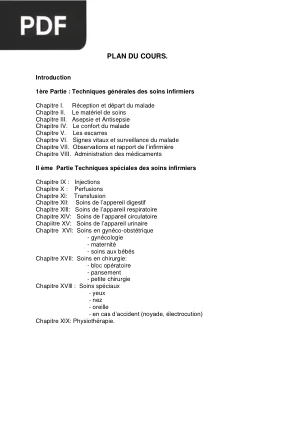 Soins Infirmiers: Techniques Generales et Speciales